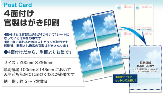4面付け官製はがき印刷